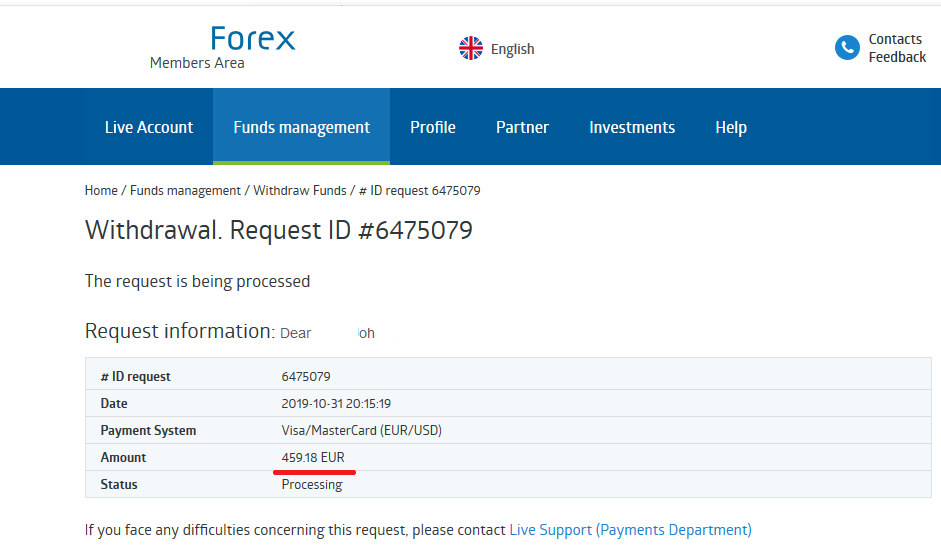 PROFIT WITHDRAWAL 31ST OCTOBER 2019 PROFIT WITHDRAWAL 31ST OCTOBER 2019